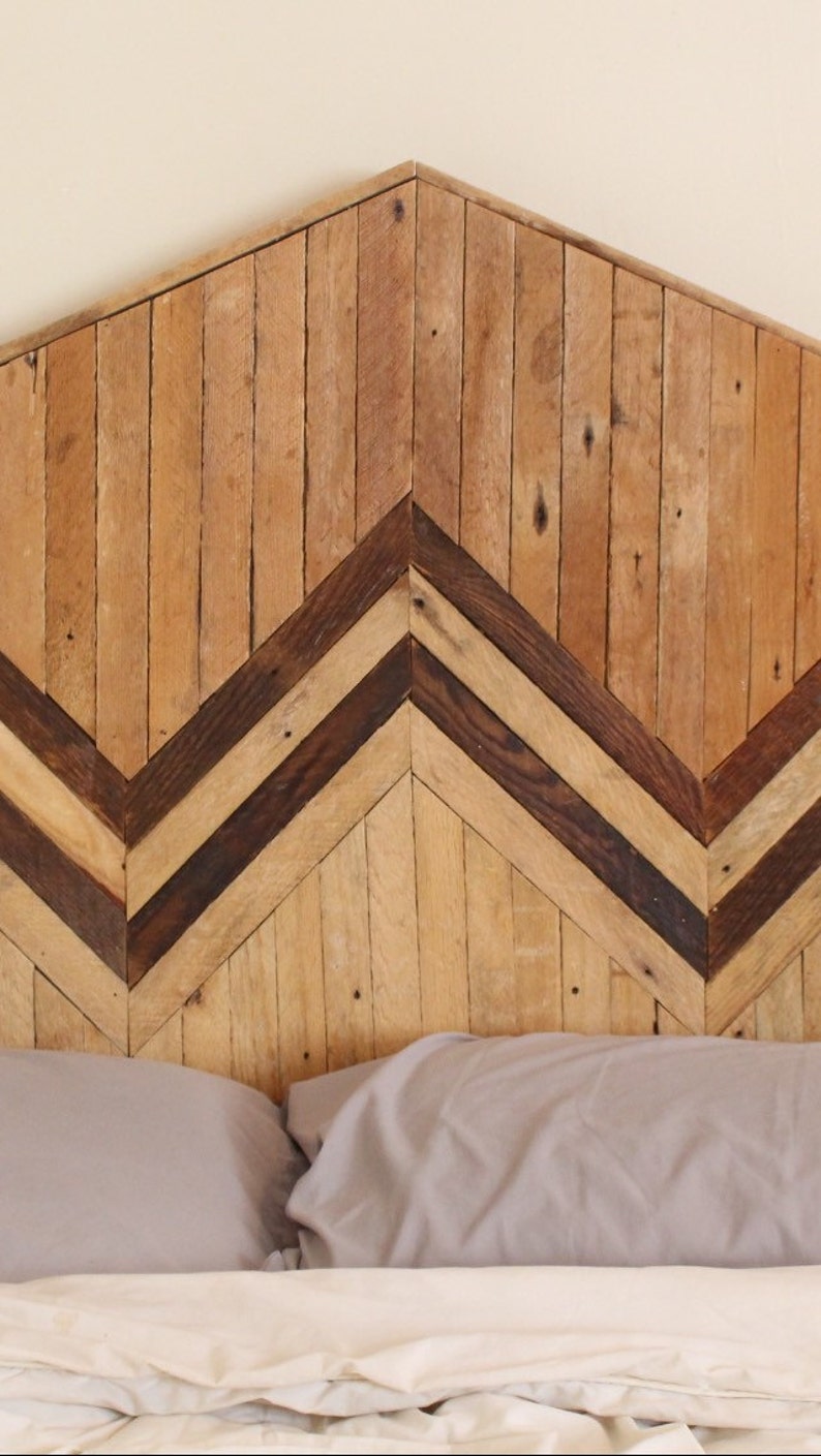 Reclaimed Lath Wood Headboard Chevron Or Arrow Wooden 50
