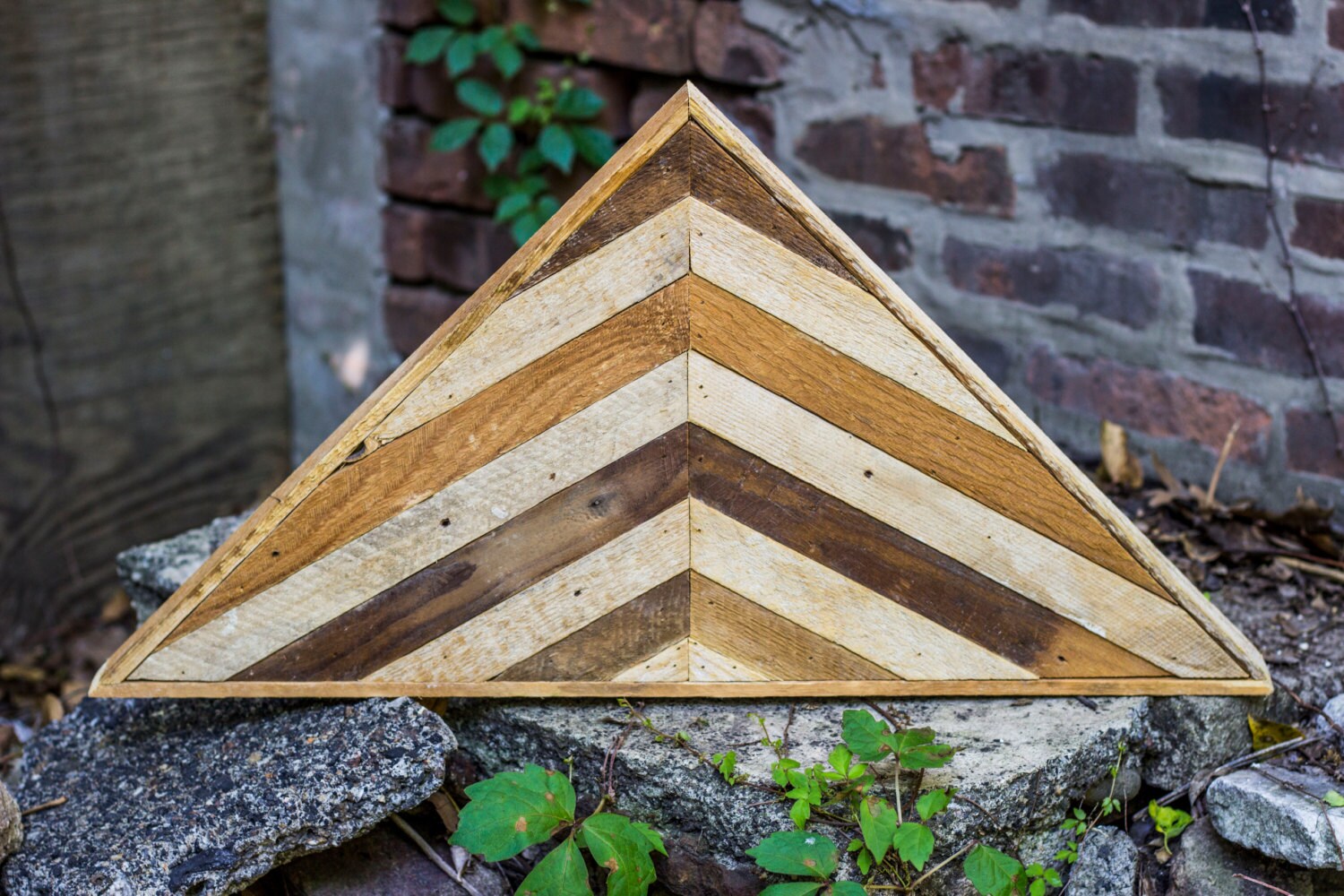 Reclaimed Lath Triangle Wooden Wall Hanging Salvaged Wood Etsy