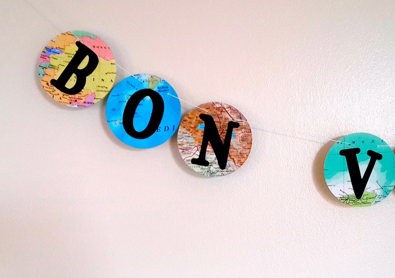 Bon Voyage Banner World Map Farewell Garland Banner Map Etsy