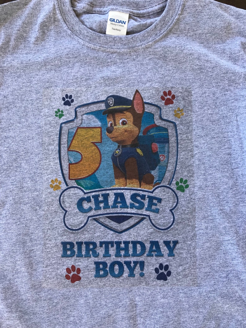 Paw Patrol Chase Birthday Shirt Boy Shirt Paw Patrol Paw Etsy