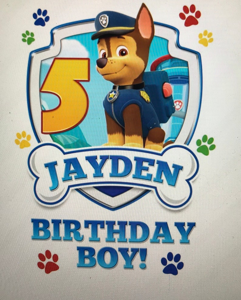 Paw Patrol Chase Birthday Shirt Boy Shirt Paw Patrol Paw Etsy