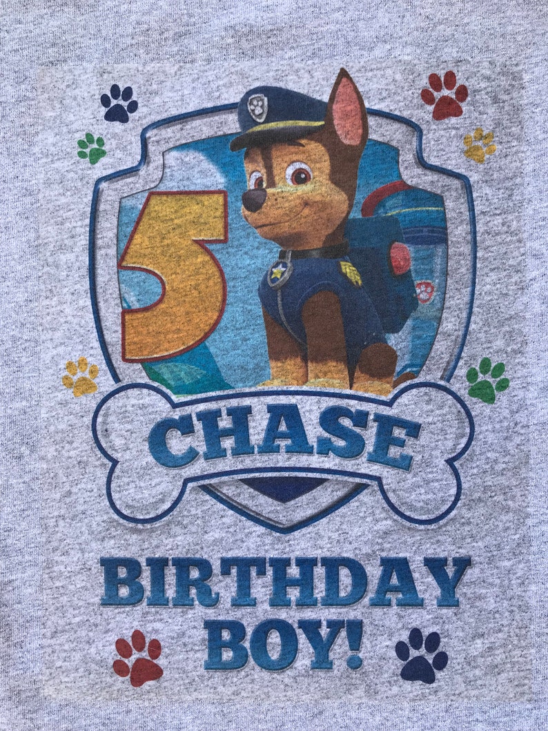 Paw Patrol Chase Birthday Shirt Boy Shirt Paw Patrol Paw Etsy