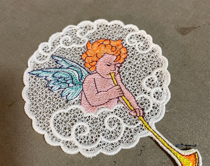 Free Standing Lace Angel Coasters - custom embroidery 10 pieces
