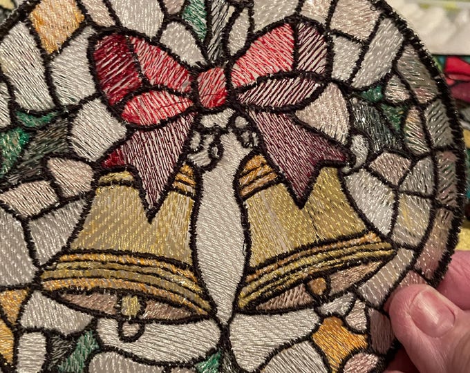 Embroidery Stained Glass Ornaments 6 x 6 diameter