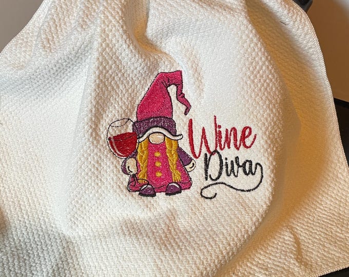 Wine Diva Gnome Towel