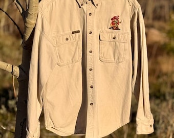 Upcycled Guide Series Fish Embroidery Workwear Shirt (L)