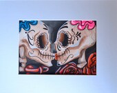 The couple los novios- dia de los muertos frida and diego -Limited Edition Day of the Dead signed numbered Art Print by Fryda Fernandez