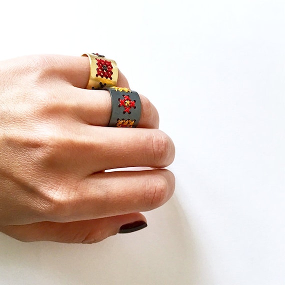 cross stitch band ring
