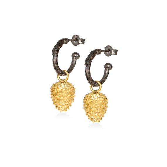 pine cone hoop earrings