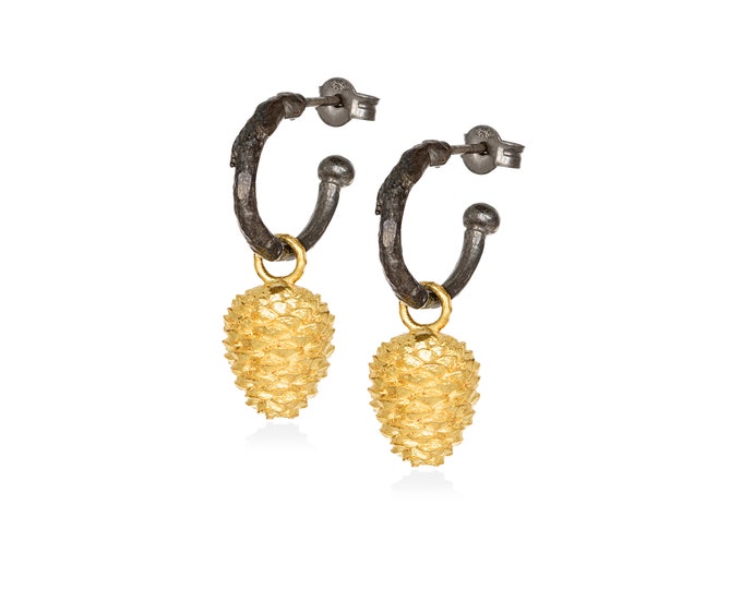 pine cone hoop earrings