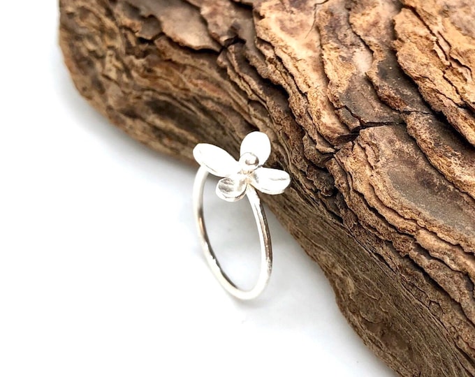 silver flower ring