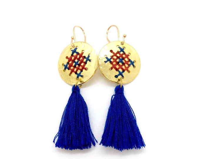 cross stitch embroidery earrings