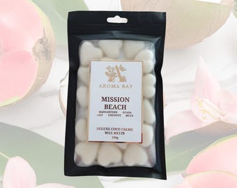 Mission Beach - Deluxe Coco Creme Wax Melts - Gift for Her - Wax Melts - Guava Fragrance - Coconut Fragrance - Tropical Fragrance