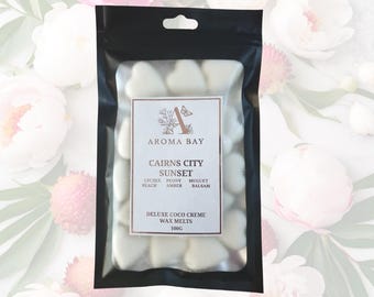 Cairns City Sunset - Deluxe Coco Creme Wax Melts - Gift for Her - Wax Melts - Lychee Fragrance - Tropical Fragrance