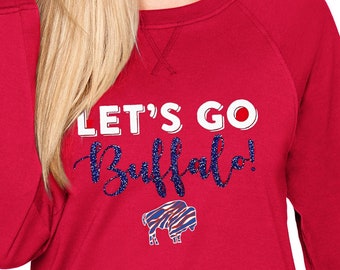 Bills crewneck lightweight sweatshirt | Buffalo glitter shirt