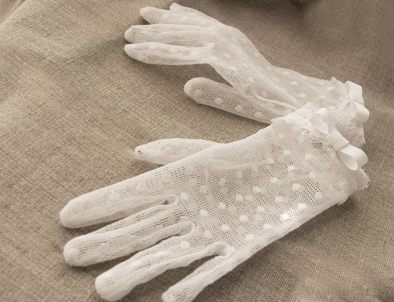 Lace Communion Gloves With Bowlace Gloves With Dots Colour Etsy