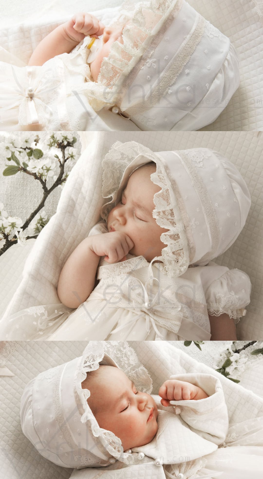 Christening Baby Girl Bonnet baptism Bonnet cotton Baby Bonnet