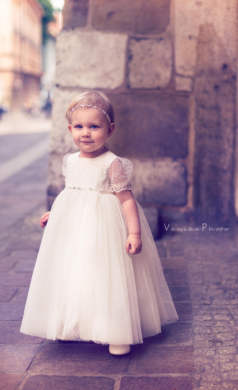 3D lace christening Dress