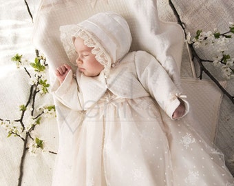 bolero for baptism-christening- made of cotton in white or ivory