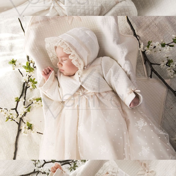 bolero for baptism-christening- made of cotton in white or ivory