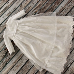 christening gown with long sleeve - cotton batiste with beautiful end soft lace - long christenin dress