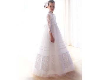 Communion dress-white communion dress-lace communion bolero-Handmade in Europe-Flower Girl Dress-lace communion dress-confirmation dress