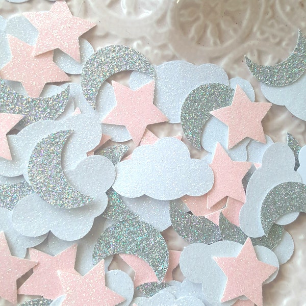 Cloud moon star party, Glitter star, Glitter moon table confetti scatter,Twinklw twinkle confetti,Star confetti,Moon confetti,Twinkle baby