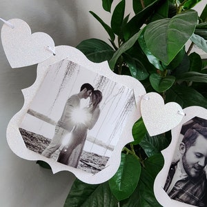 Photo banner,Wedding photo banner,Bridal shower photo banner,4x4in photo banner,Photo display,Bridal shower decoration,Glitter photo banner