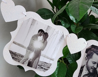 Photo banner,Wedding photo banner,Bridal shower photo banner,4x4in photo banner,Photo display,Bridal shower decoration,Glitter photo banner