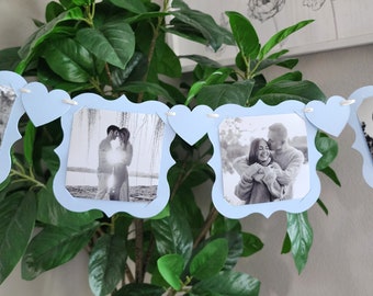 Blue bridal shower banner,Photo banner,4x4in photo banner,Dusty blue bridal shower banner,Bridal shower photo banner,Wedding photo banner