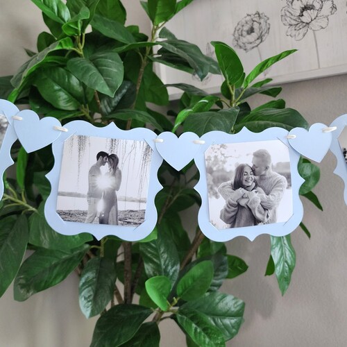 Blue bridal shower banner,Photo banner,4x4in photo banner,Dusty blue bridal shower banner,Bridal shower photo banner,Wedding photo banner