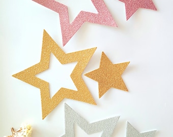 Twinkle Twinkle Little stars,Large star die cuts,Gold Star die cuts,Glitter star die cuts,Twinkle party decor,Christmas decor,New Year eve