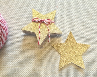 STAR Die cuts,Twinkle Stars(2 1/4in, 3in, 4in)glitter star tag/Glitter Gold star die cuts/First birthday decor/Star wish tags/New Year stars