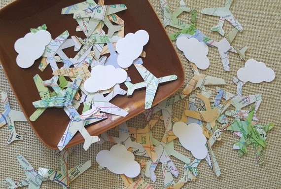 Travel Wedding Confettiairplane Confettimap Airplane Etsy