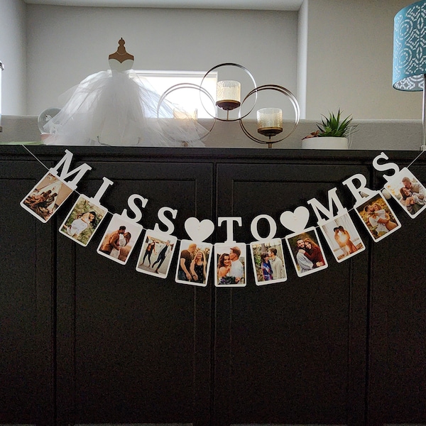 Bridal shower photo banner,Miss to Mrs photo banner,Bride to be photo banner,Miss to Mrs banner,Bridal shower banner,Bridal shower decor