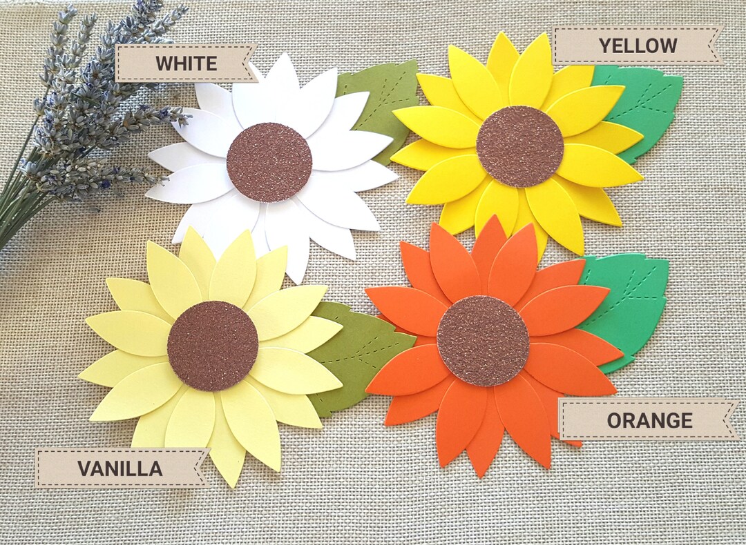 Sunflower Die Cuts Sunflower Cutouts Cardstock Sunflower Etsy