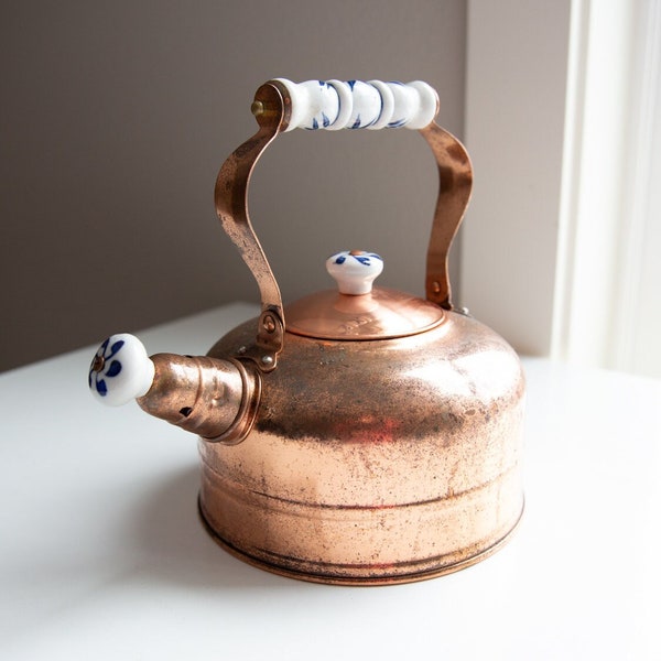 Copper Teakettle With Porcelain Handle