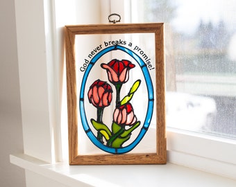 Rose Stained Glass Wall Hanging