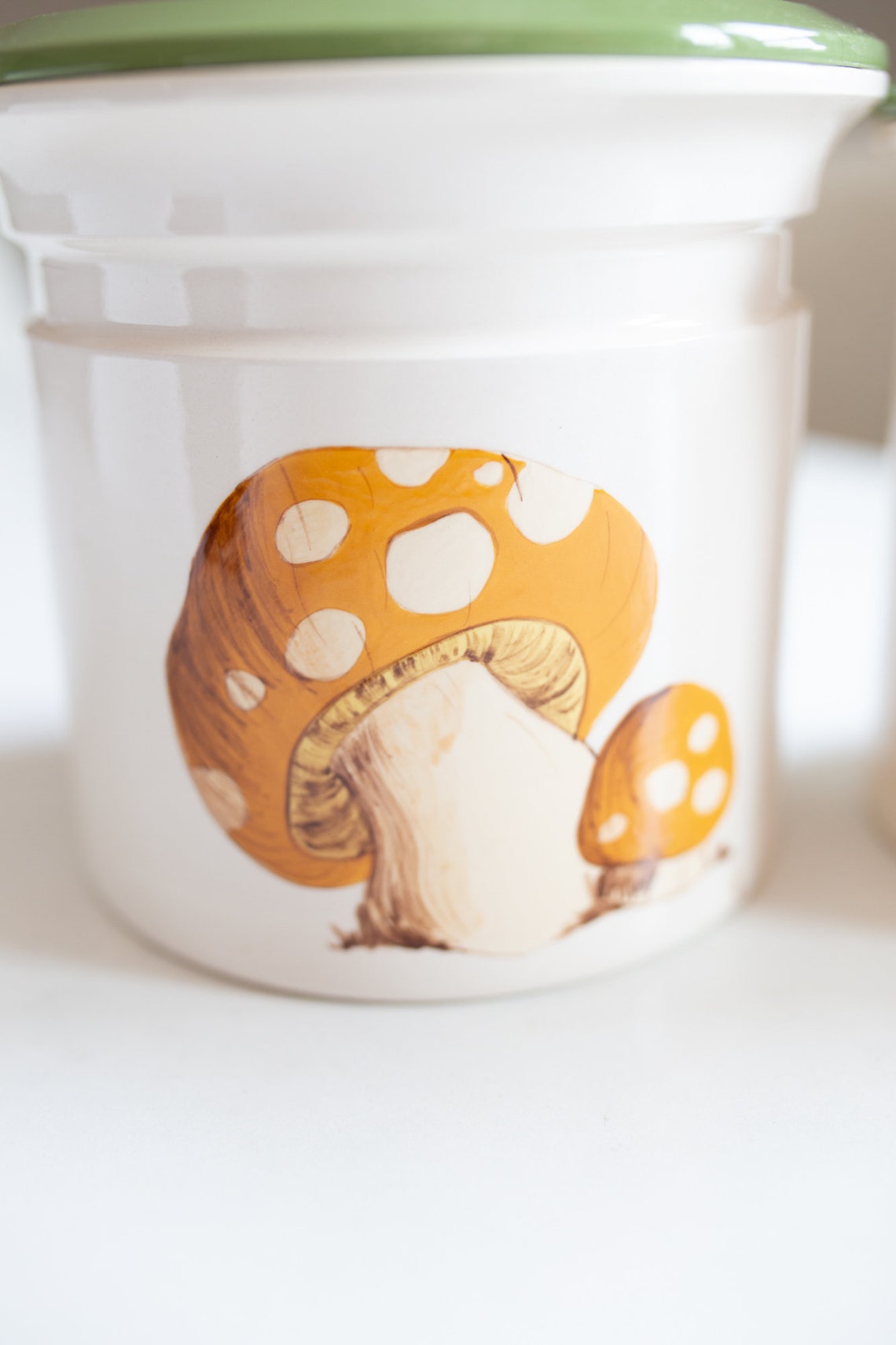 Vintage Pilz Gelb Weiß und Salbei grün Küchenkanister | Etsy