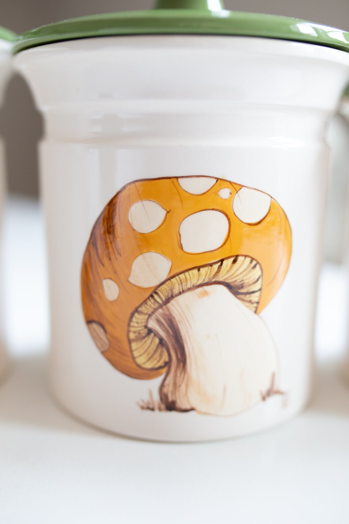 Vintage Pilz Gelb Weiß und Salbei grün Küchenkanister | Etsy