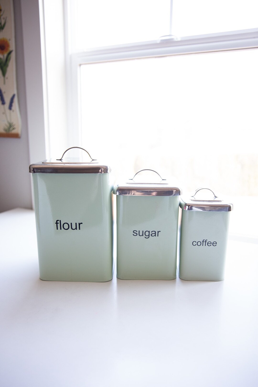 Vintage Pier 1 Imports Mint Green Canisters Etsy