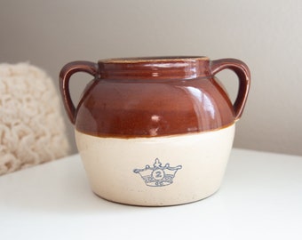 Vintage Robinson Ransbottom Blue Crown Bean Crock 2 Quart Jar Without lid