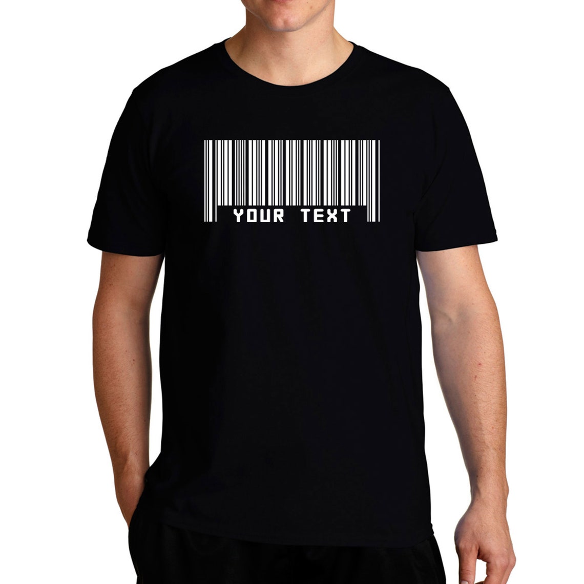 Add a text on your custom BAR CODE T-Shirt Custom Text | Etsy