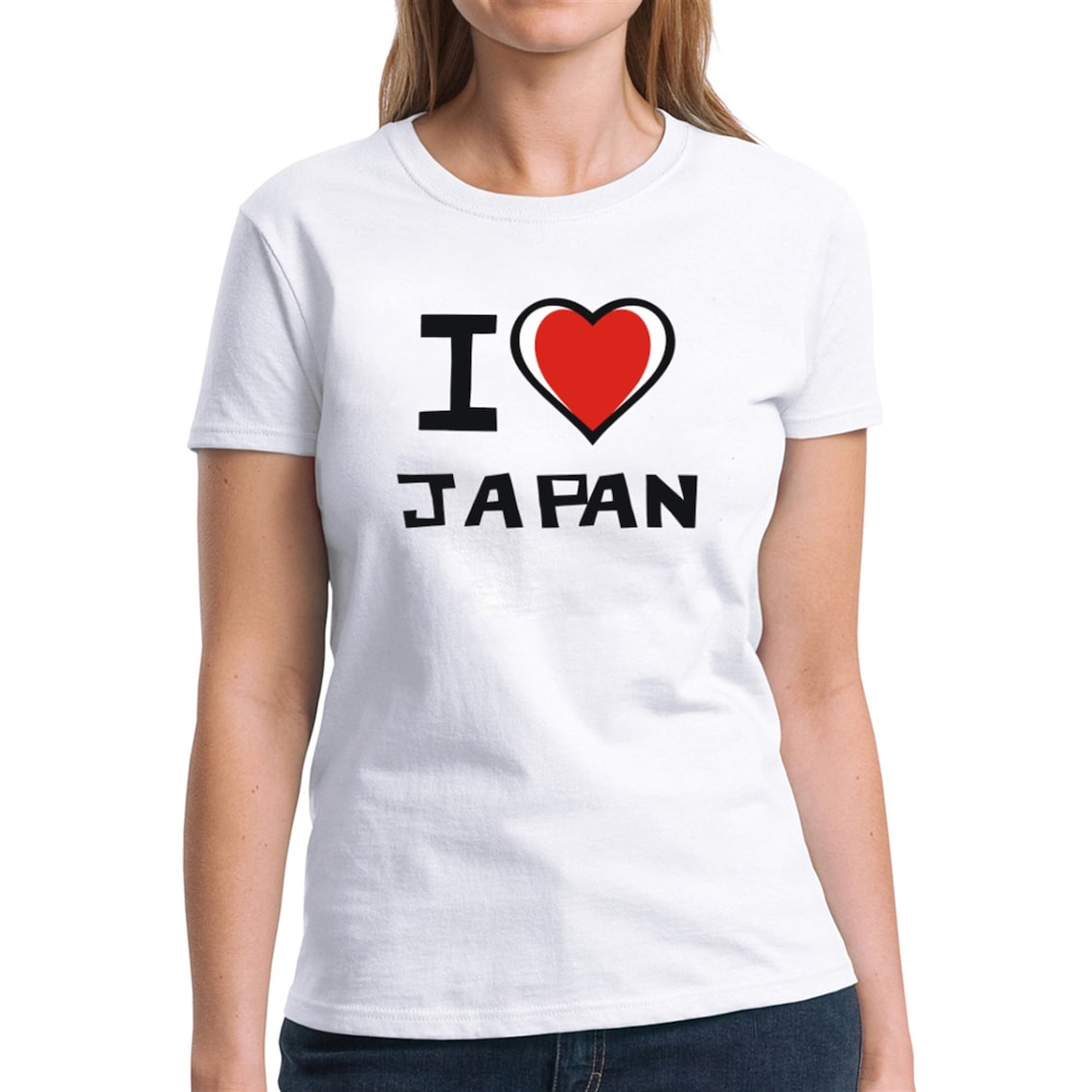 I love Japan Bicolor Heart Women TShirt Etsy