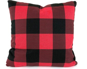 Farmhouse Red Black Christmas Buffalo Check Pillow Covers Etsy