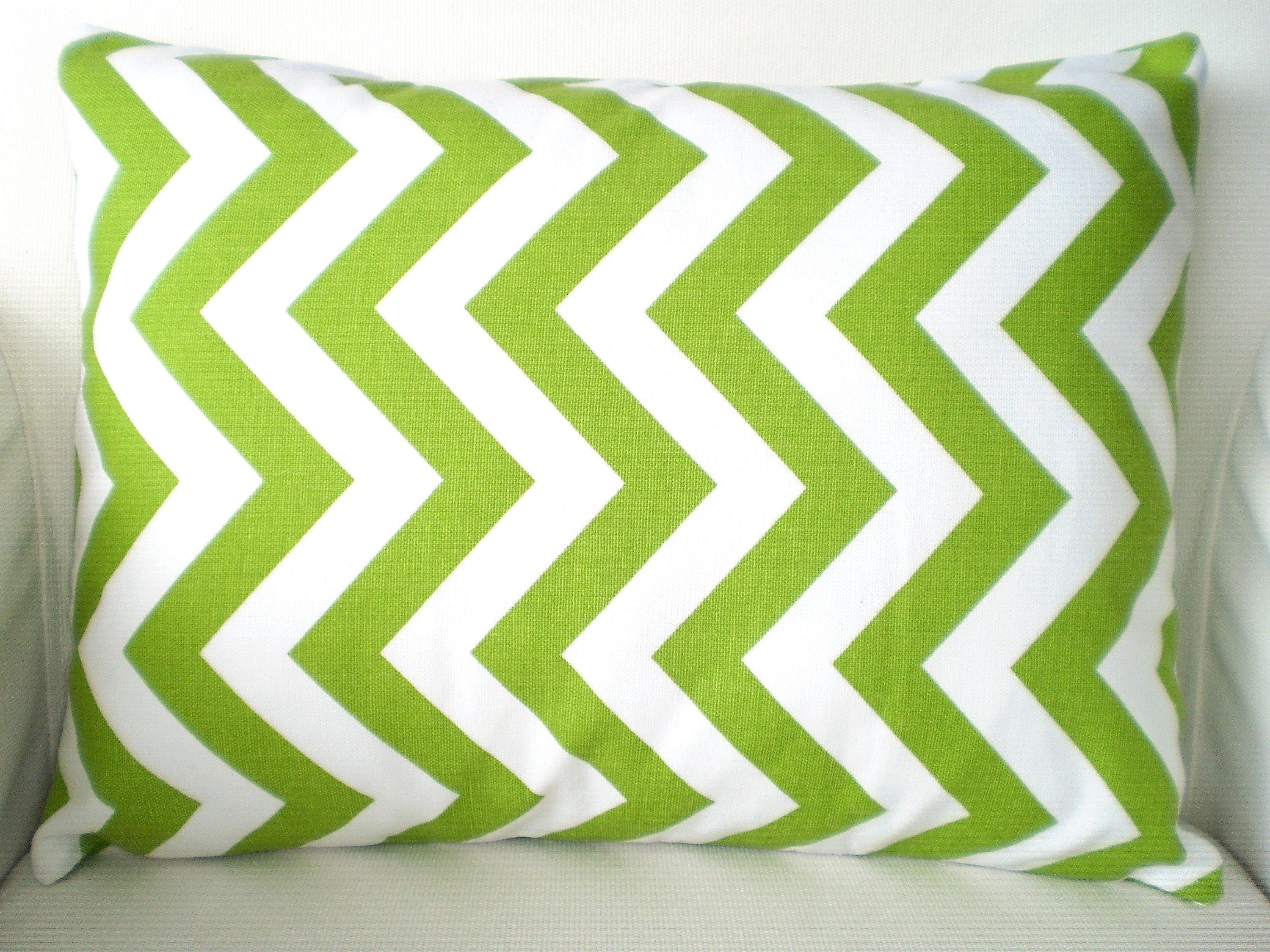 Green Chevron Pillow Covers Decorative Throw Pillows Cushions Etsy