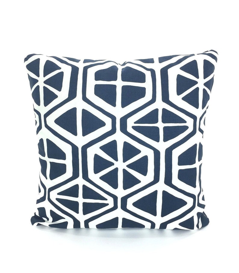 Navy Blue White Pillow Covers Decorative Throw Pillows Etsy