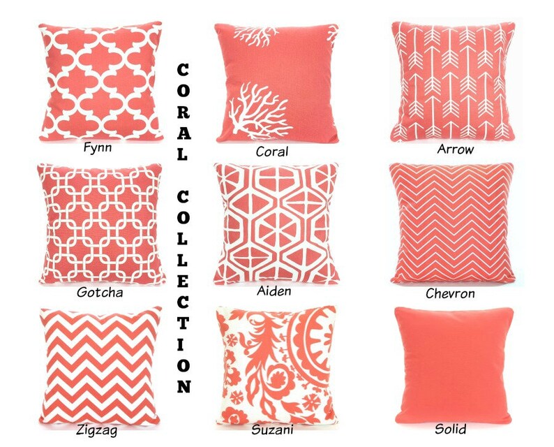 Coral Pillow Covers Decorative Throw Pillows Cushions Throw Etsy