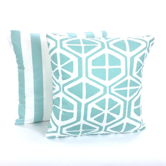 Clearance Aqua Navy Pillow Covers Cushions Decorative Throw Etsy