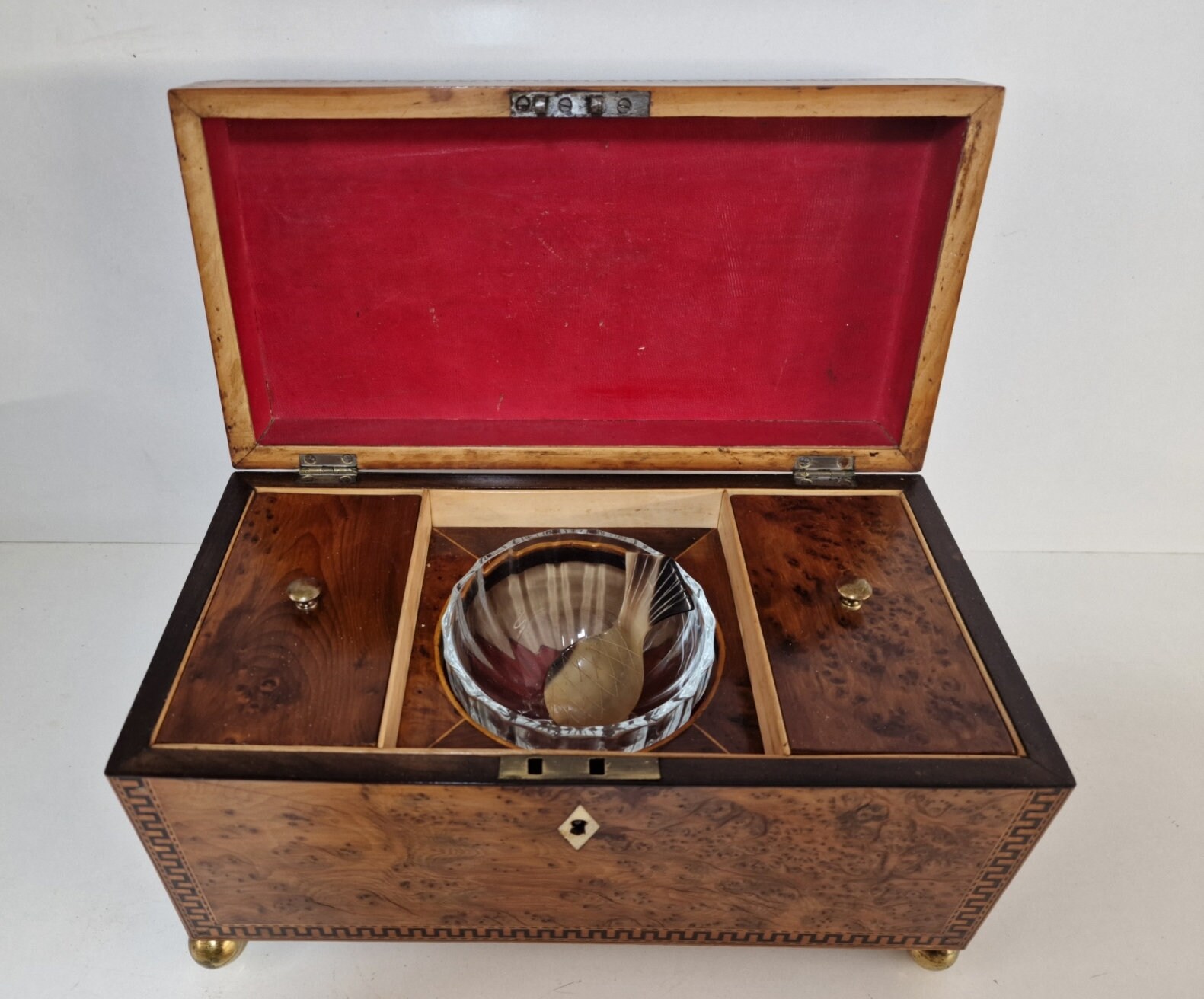 Antique Regency Yew Wood Tea Caddy With Bowl and Spoon. Etsy